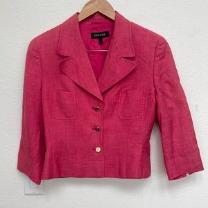 Escada Vintage Silk Linen Pink Blazer Size 40